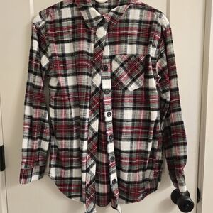 Maurices Red, Green, and White Plaid Button-Down Shirt